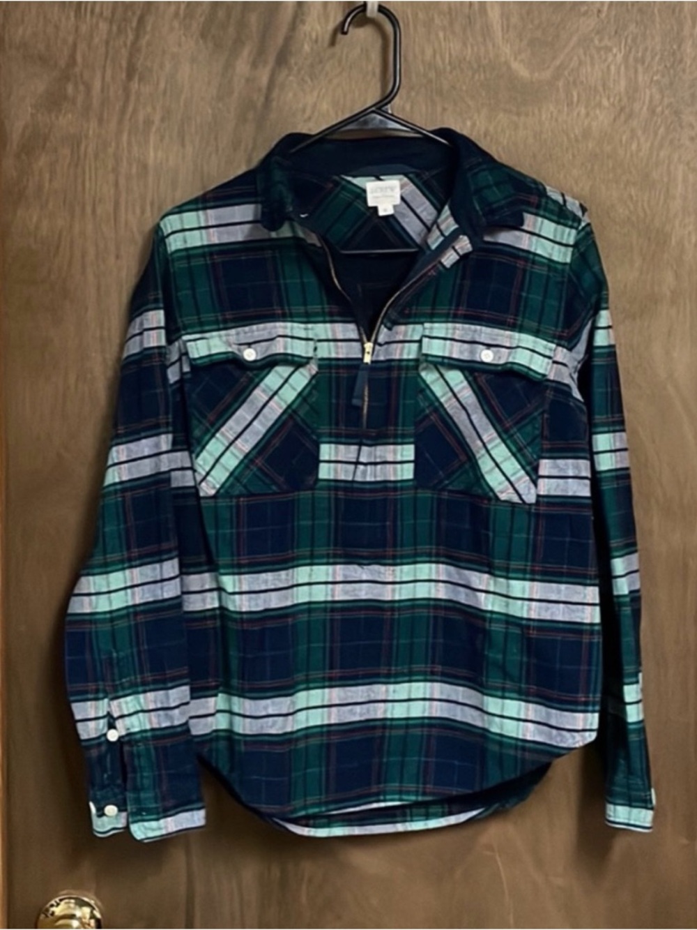 J. Crew Quarter Zip Plaid Sweatshirt Small